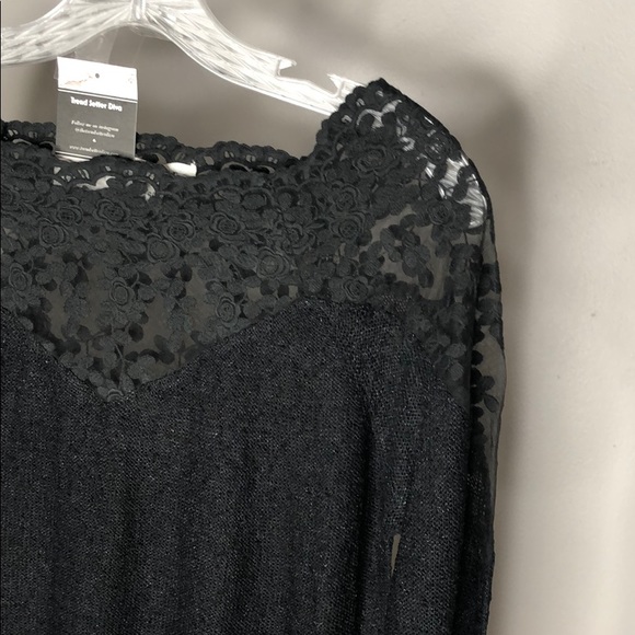 BLACK LACE & KNIT TOP - Picture 5 of 6